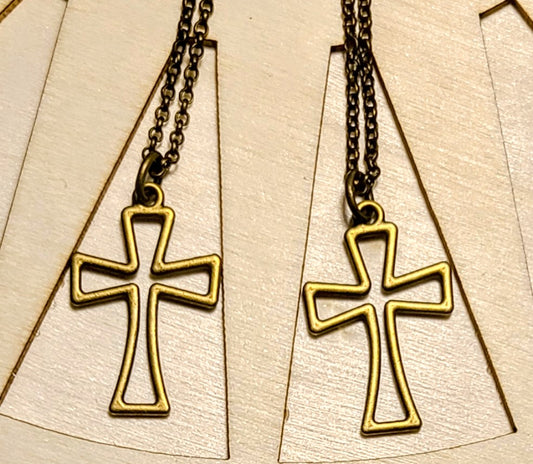 Antique Gold Cross Necklace