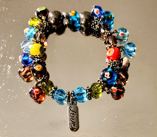 Colorful Glass Beaded "Love" Bracelet