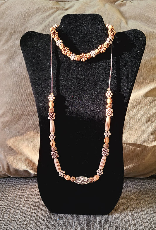 Beachy Beaded Necklace and Anklet Set