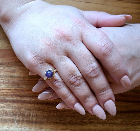 Modern Ring Purple Glass Bead